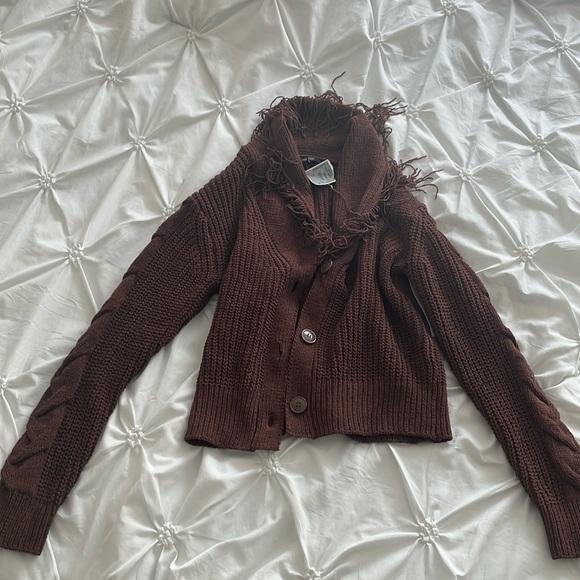 Fringe button up cardigan 😍😍😍 warm cottagecore fall (Bundle 2 save) - Picture 1 of 4